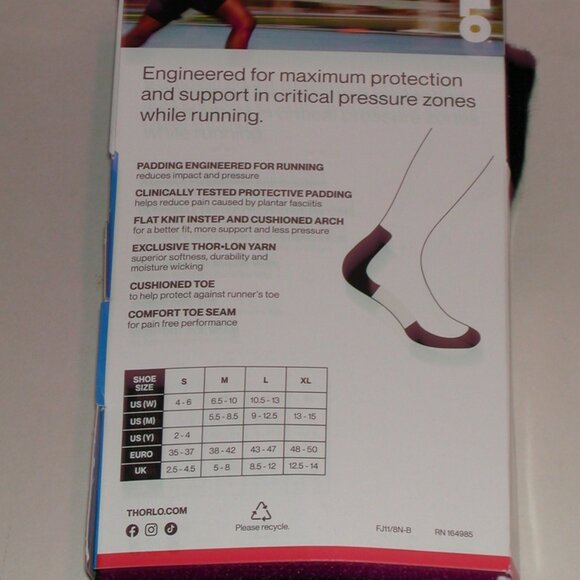 3 Pairs Thorlo Maximum Cushion Running Unisex Crew Socks Men's Large - Black - Picture 5 of 7